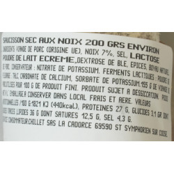SAUCISSON SEC AUX NOIX, 200G ENV., LA PIECE