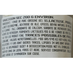 Saucisson sec, 200g env., la piece | Saucisson