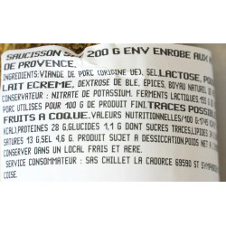 SAUCISSON SEC AUX HERBES DE PROVENCE, 200G ENV., LA PIECE