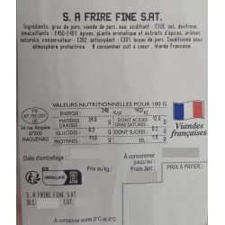 SAUCISSE A FRIRE FINE, SACHET DE 15 PIECES, 2 KG
