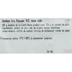 Jambon Cru Paysan 1/2, pièce de 1,9 kg minimum