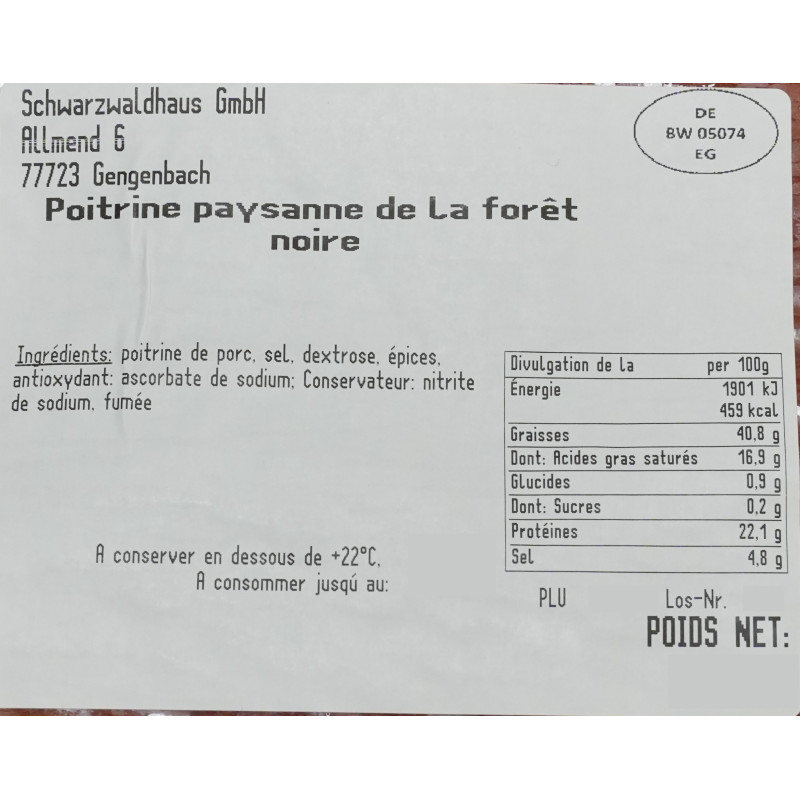 Poitrine Paysanne de la Forêt Noire | Jambon