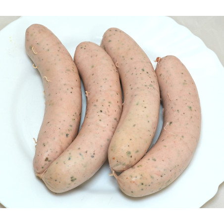 Saucisse Blanche Mozzarela Tomate Basilic, à griller, supérieure, x4 pièces, 480 gr