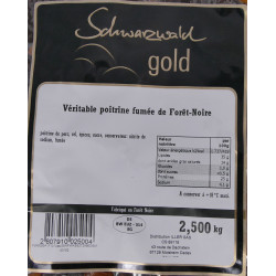 Véritable Poitrine Fumée de Forêt Noire Schwartzwald Gold, pièce de 2,5 kg