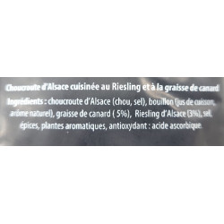 Choucroute d'Alsace au Riesling et à la graisse de canard, sachet de 500 g