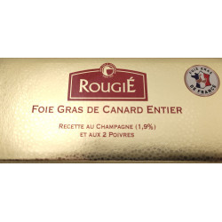 FOIE GRAS DE CANARD ENTIER RECETTE AU CHAMPAGNE ET AUX DEUX POIVRES 500G